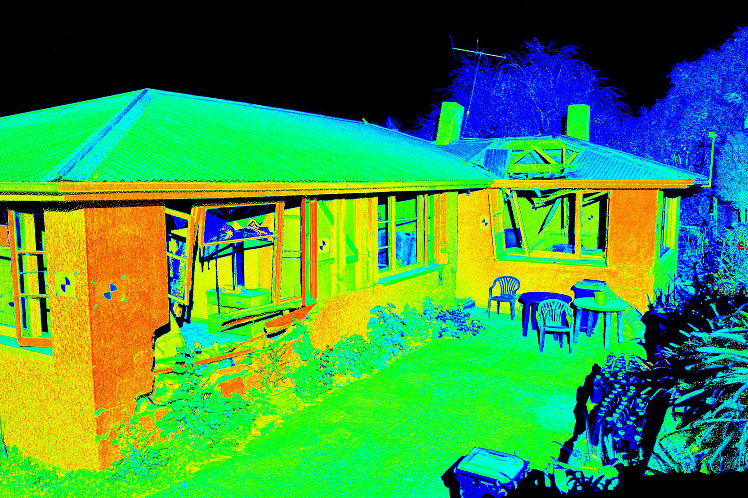 laser scan of a house that was damaged by a hurricane 