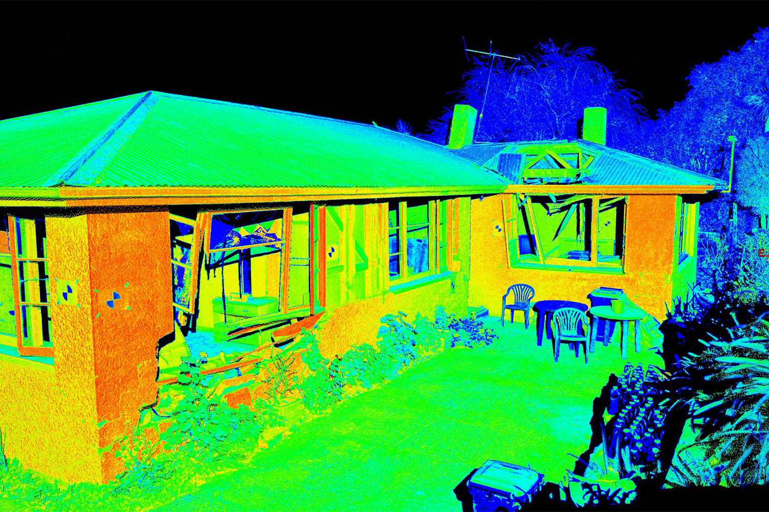 laser scan of a house that was damaged by a hurricane