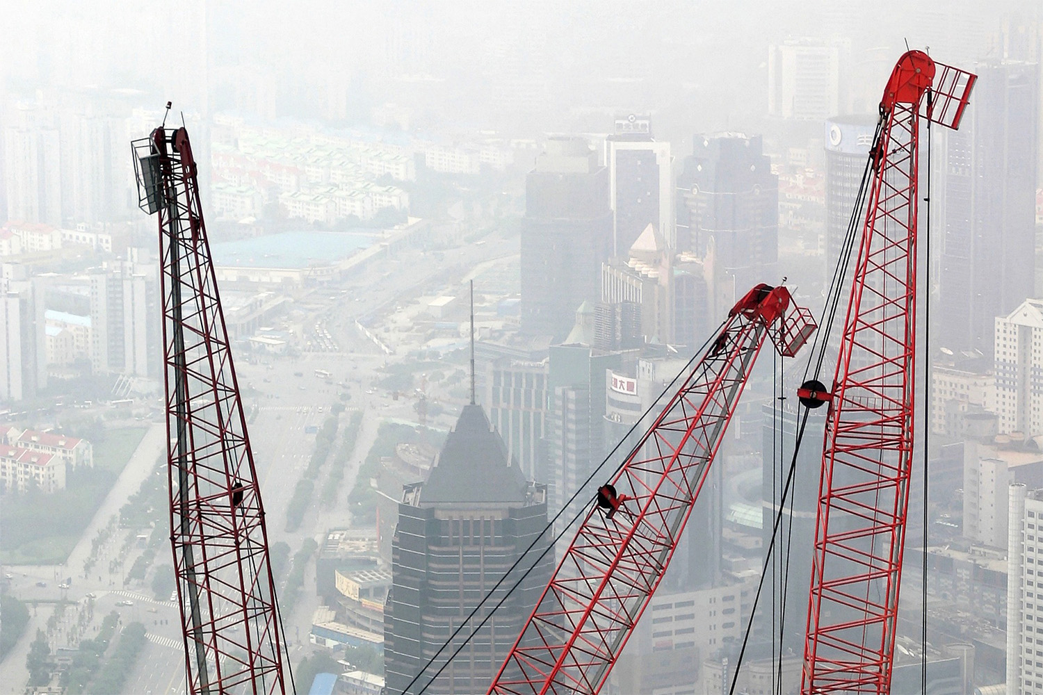 Shanghai seen form birds eye view, with smog
