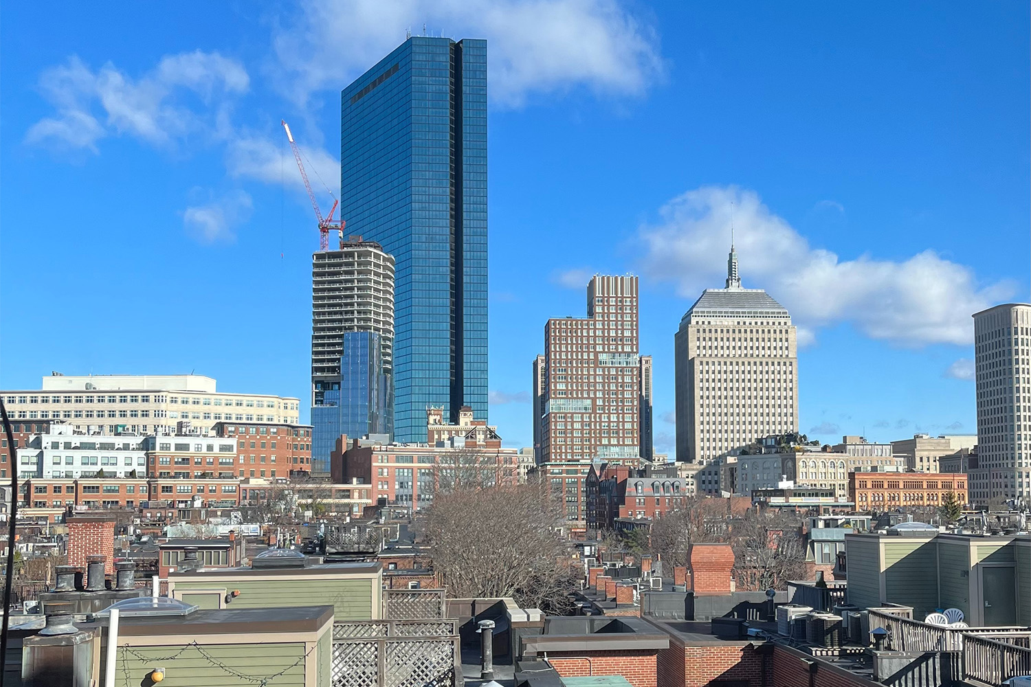 Skyline view of Boston, with view of the John Hancock Tower 