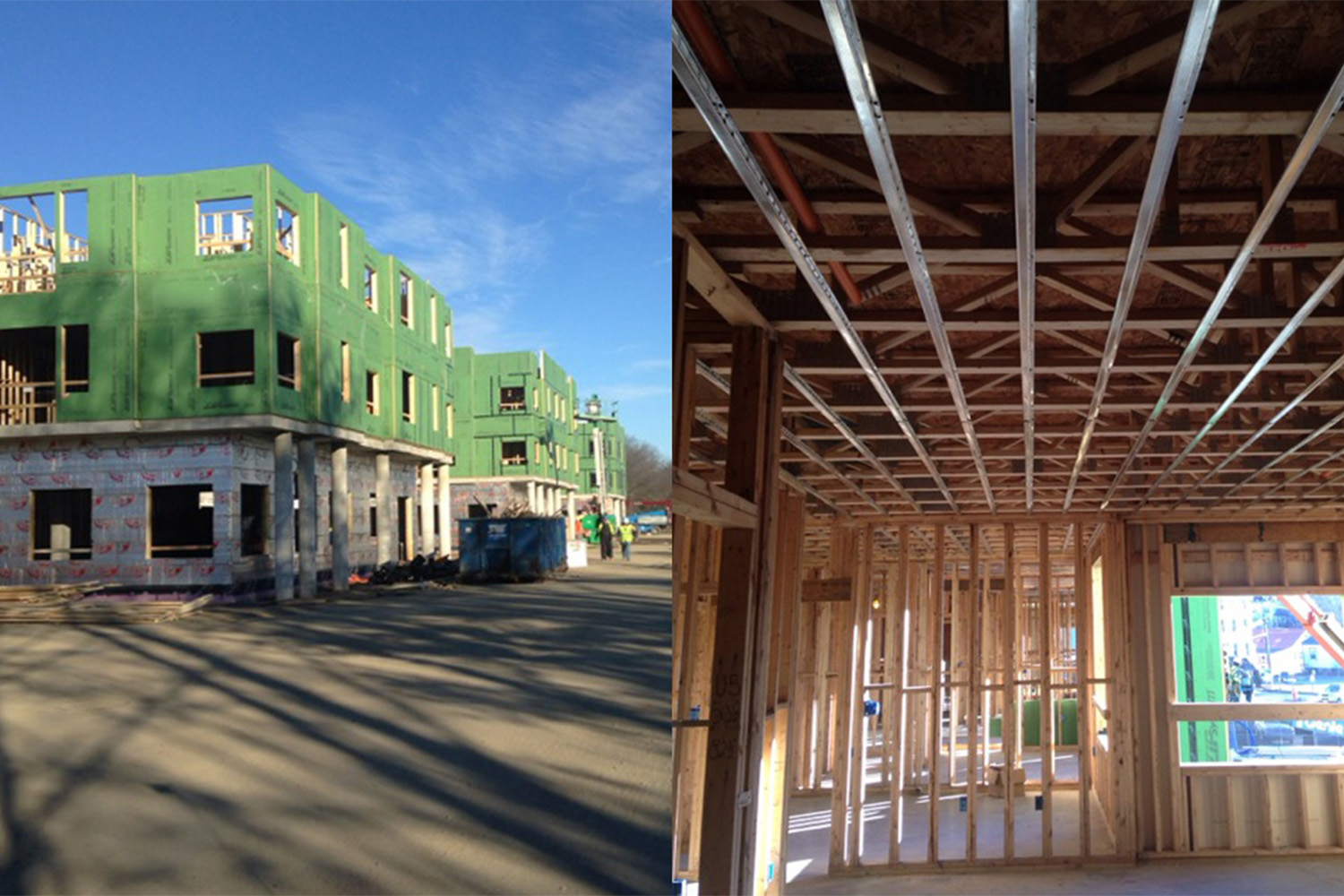 apartments being framed at Brookside Square