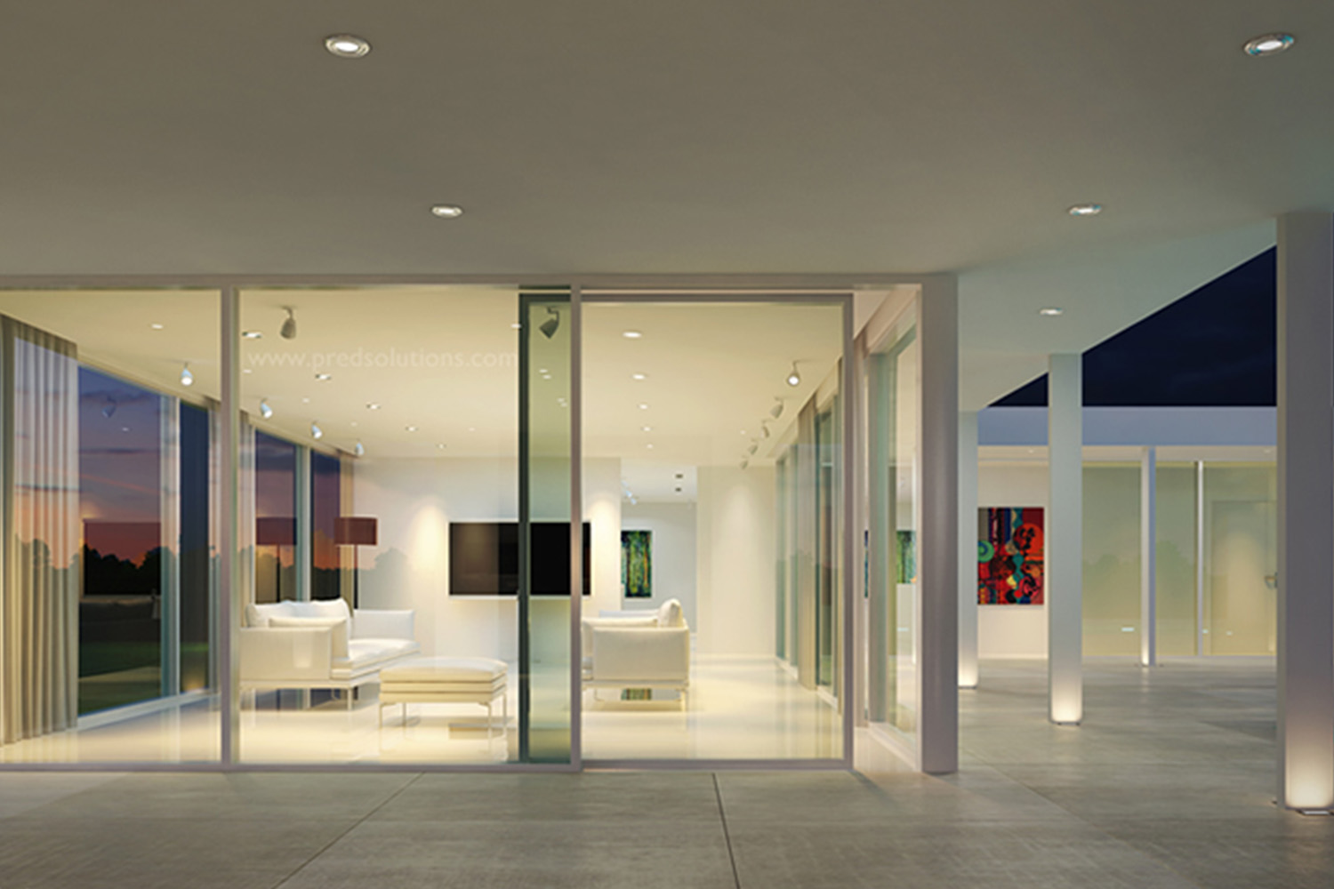 zoomed in view of modern house exterior