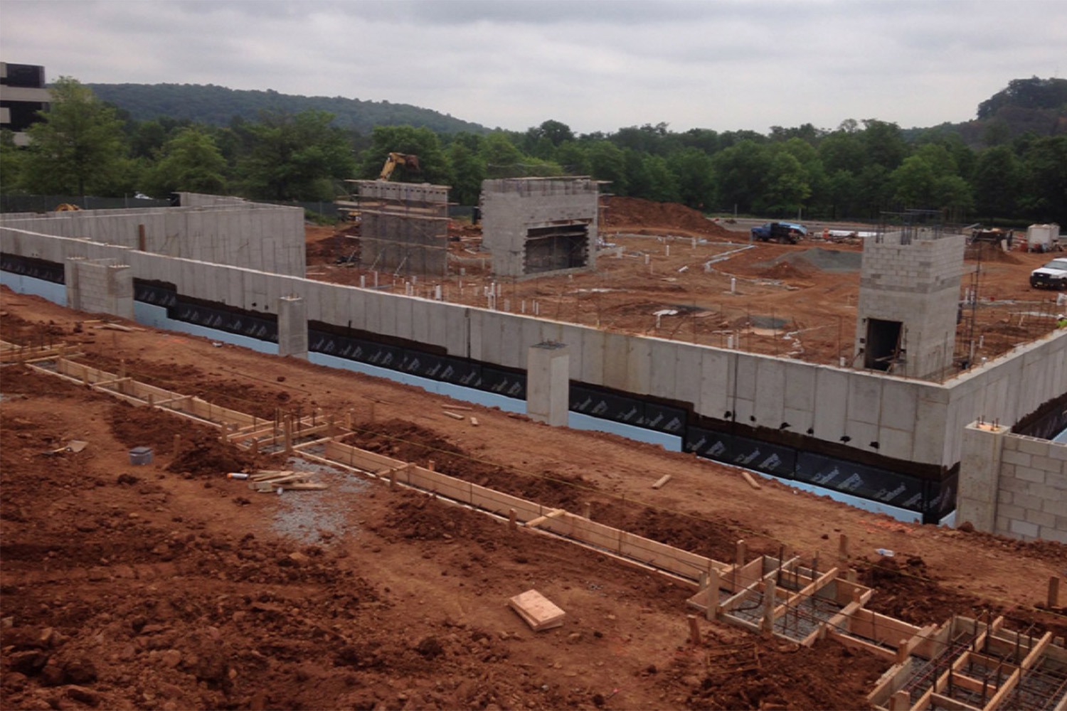 completed foundation work seen at the Berkeley Heights construction site