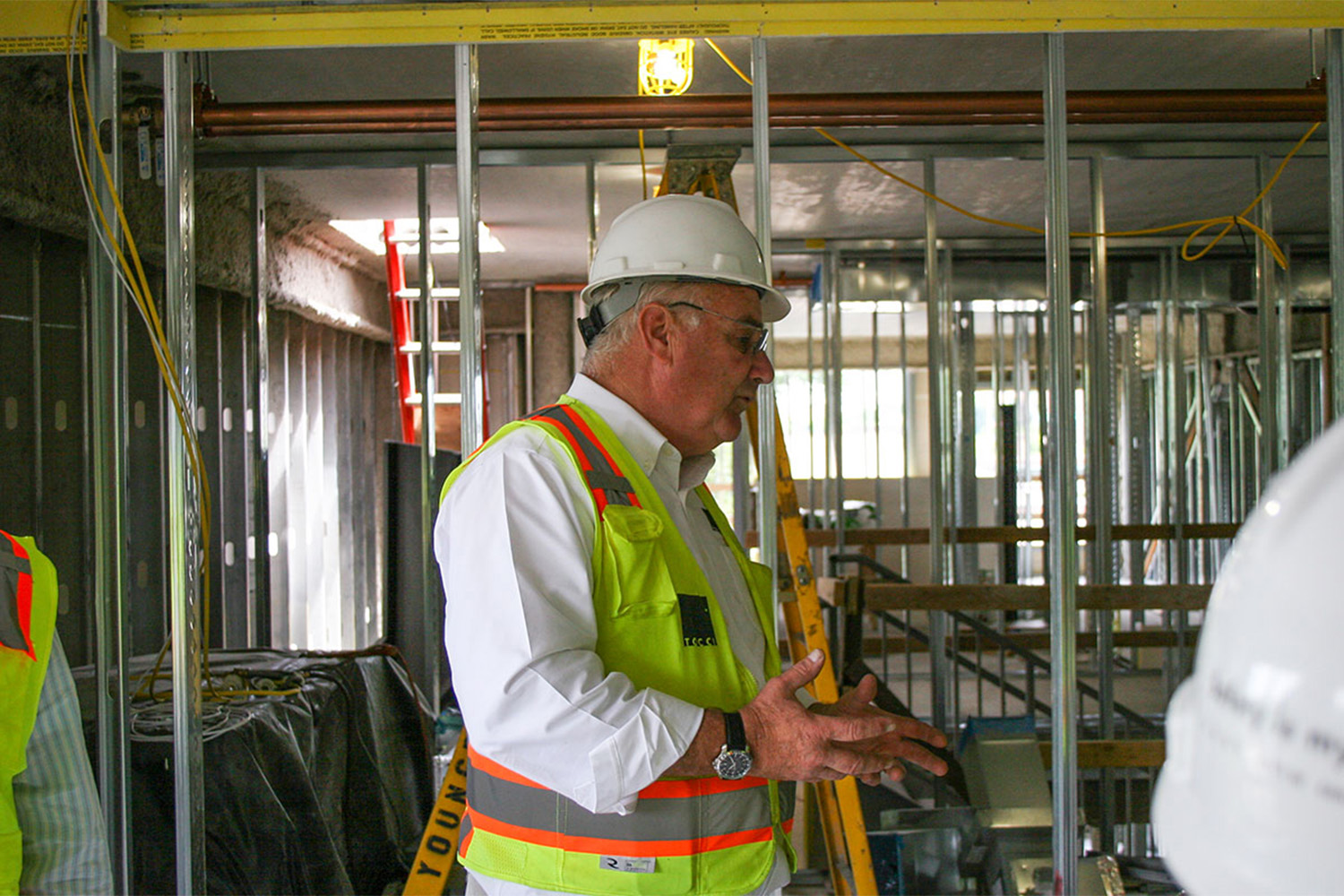 John discussing mockup Room 530