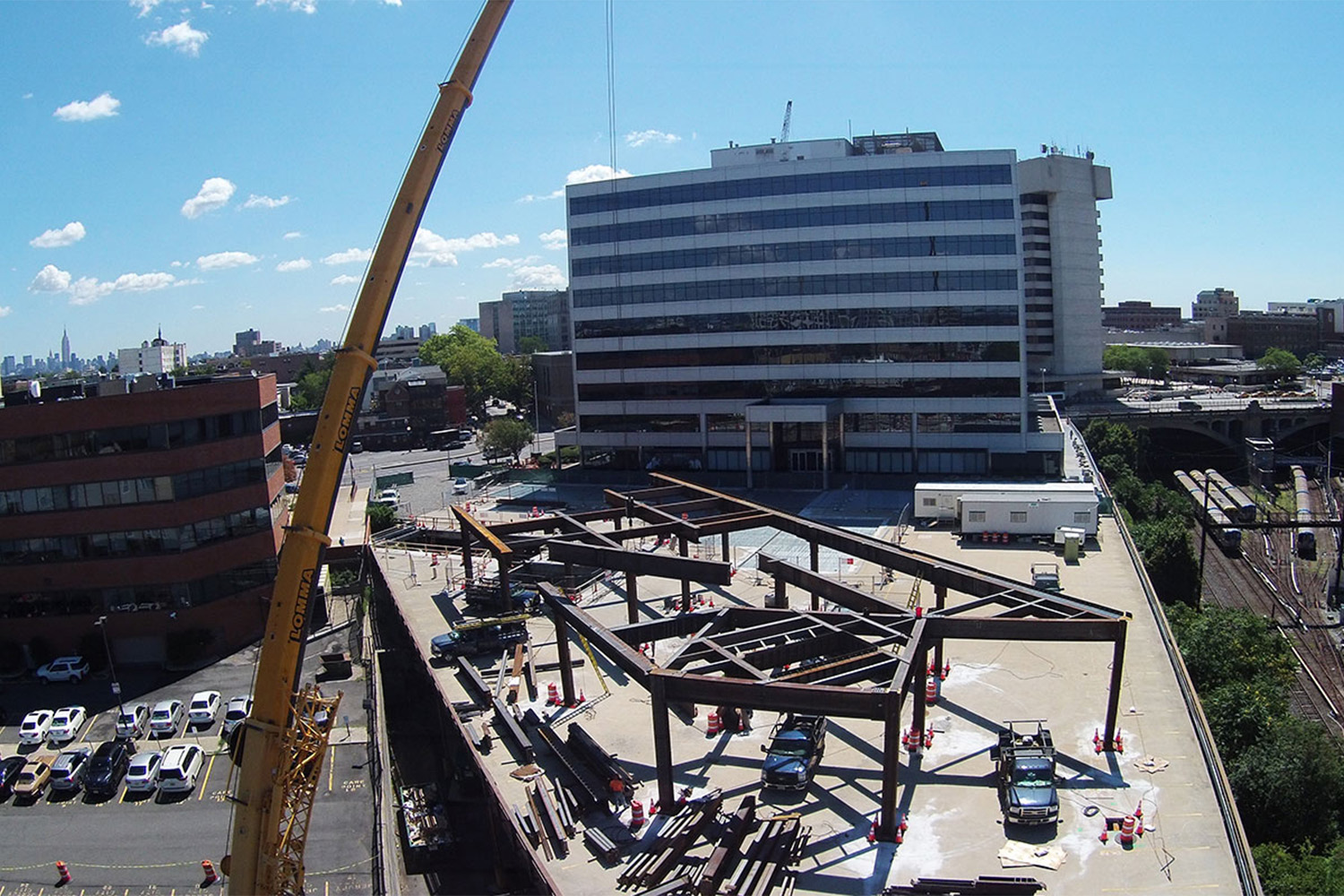 aerial view of the 3 Journal Square construction site 