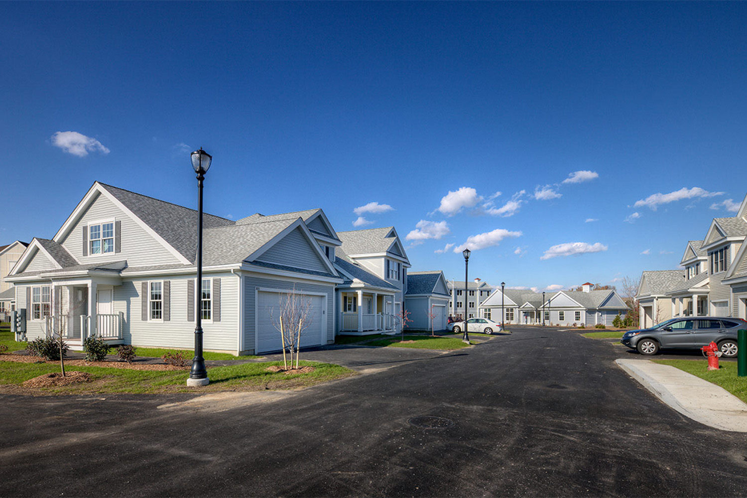 street view of rows of townhouses at LIFE Colonial Village 