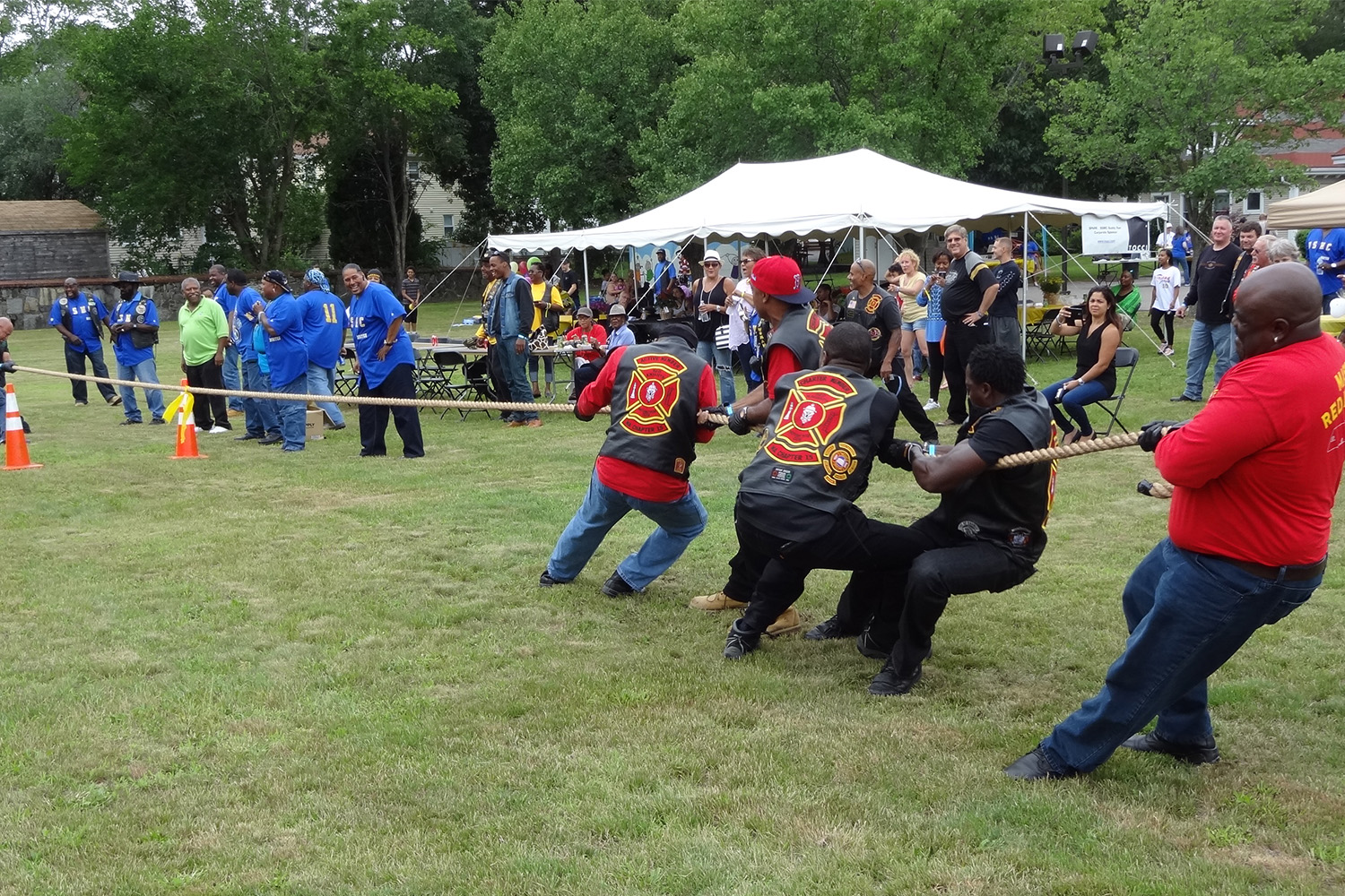 Bikers play tug-a-war with Tocci employees