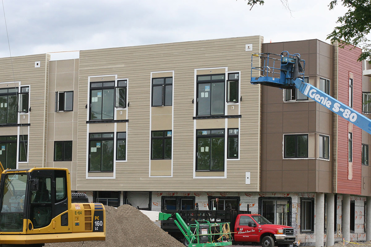 a crane outside of the Brookside Square construction site 