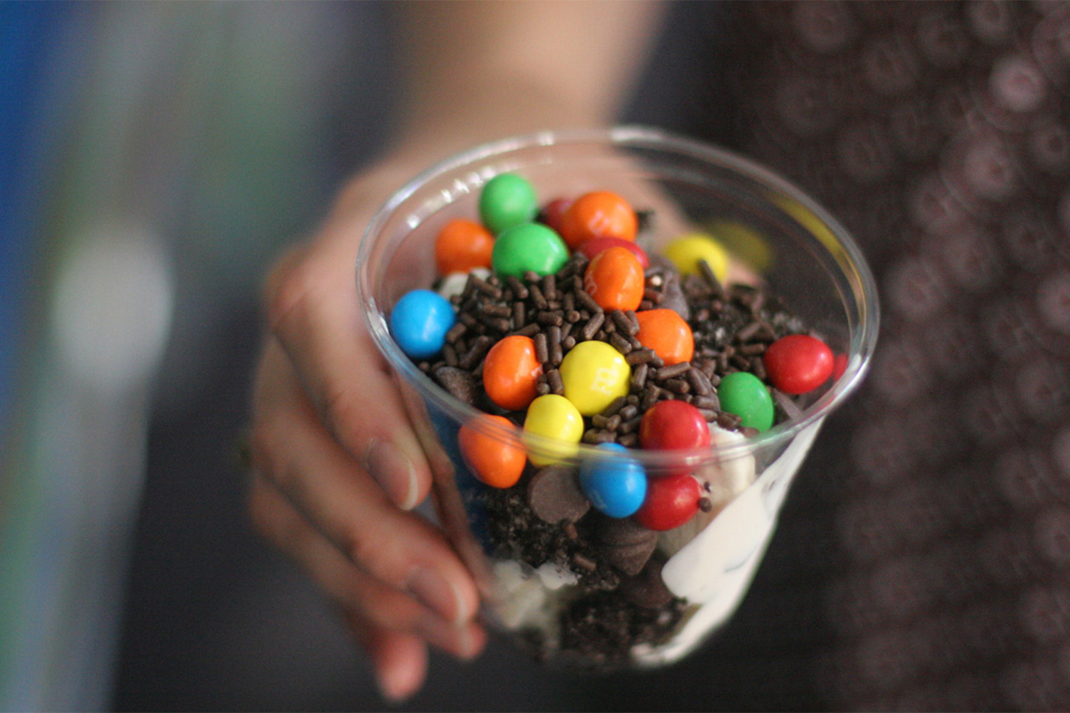 ice cream sundae in a plastic cup 