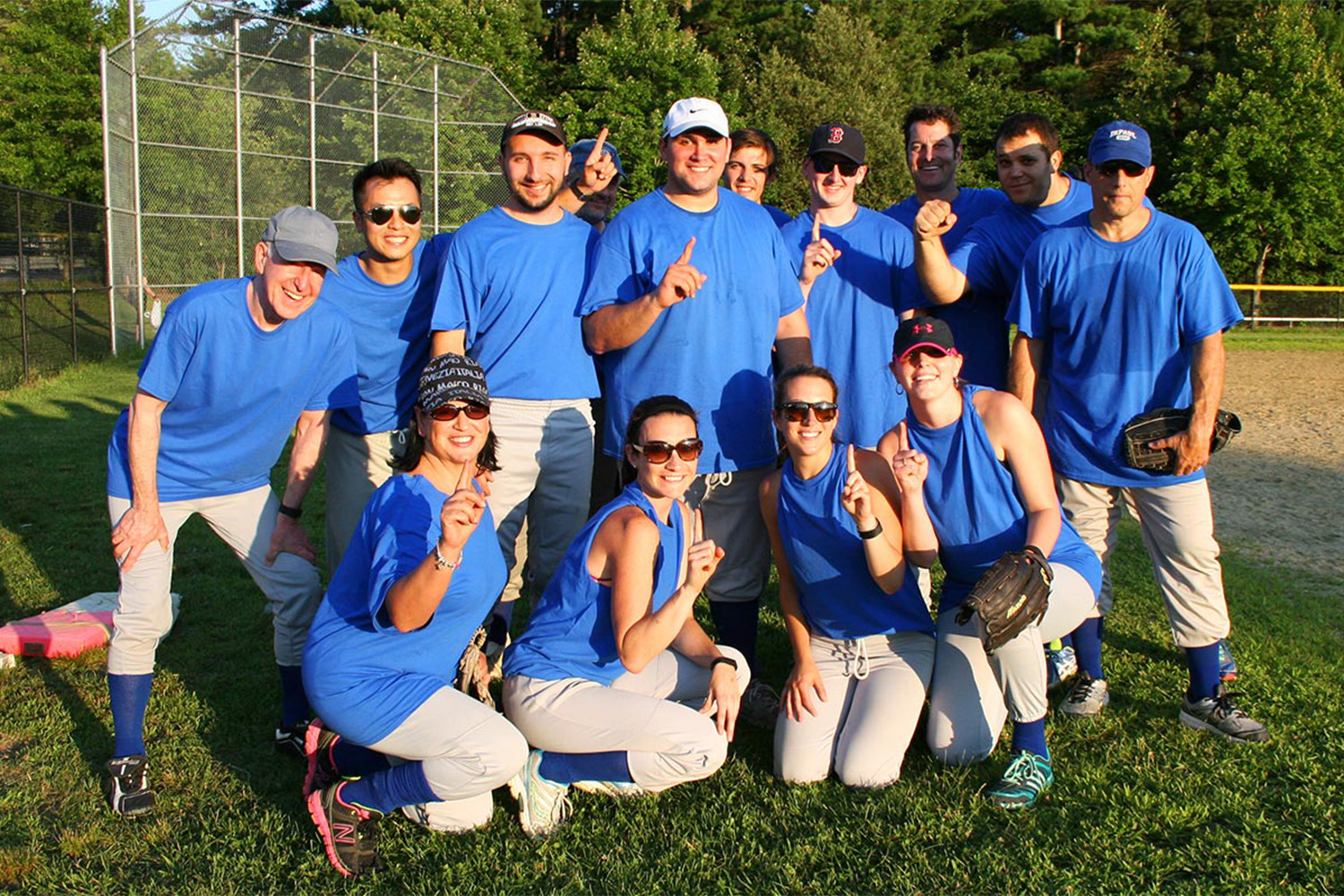 East side of Tocci building inhabitants celebrate, even if they lost softball game
