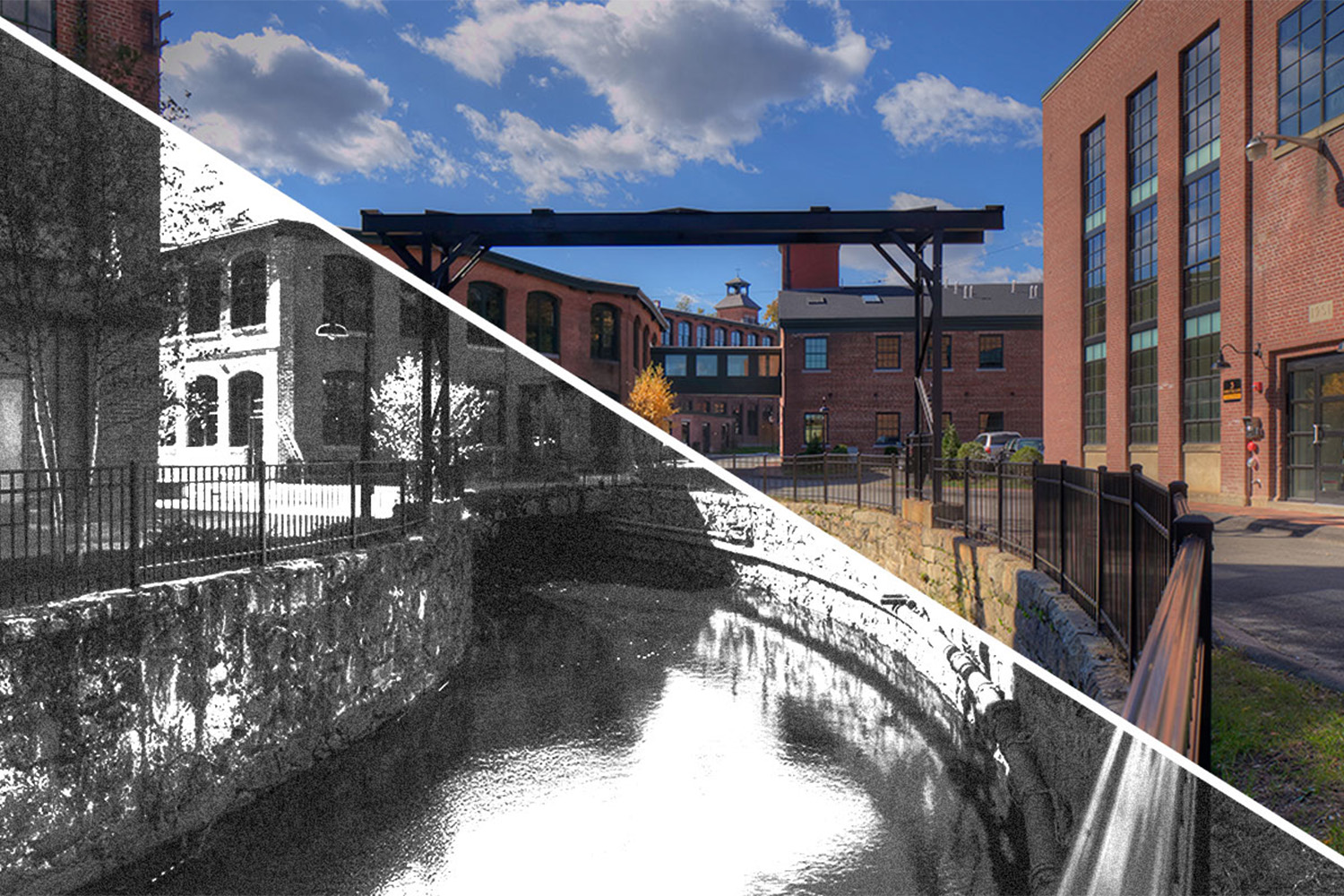 Abbot Mill project, with coloration on one side, and black and white on the other