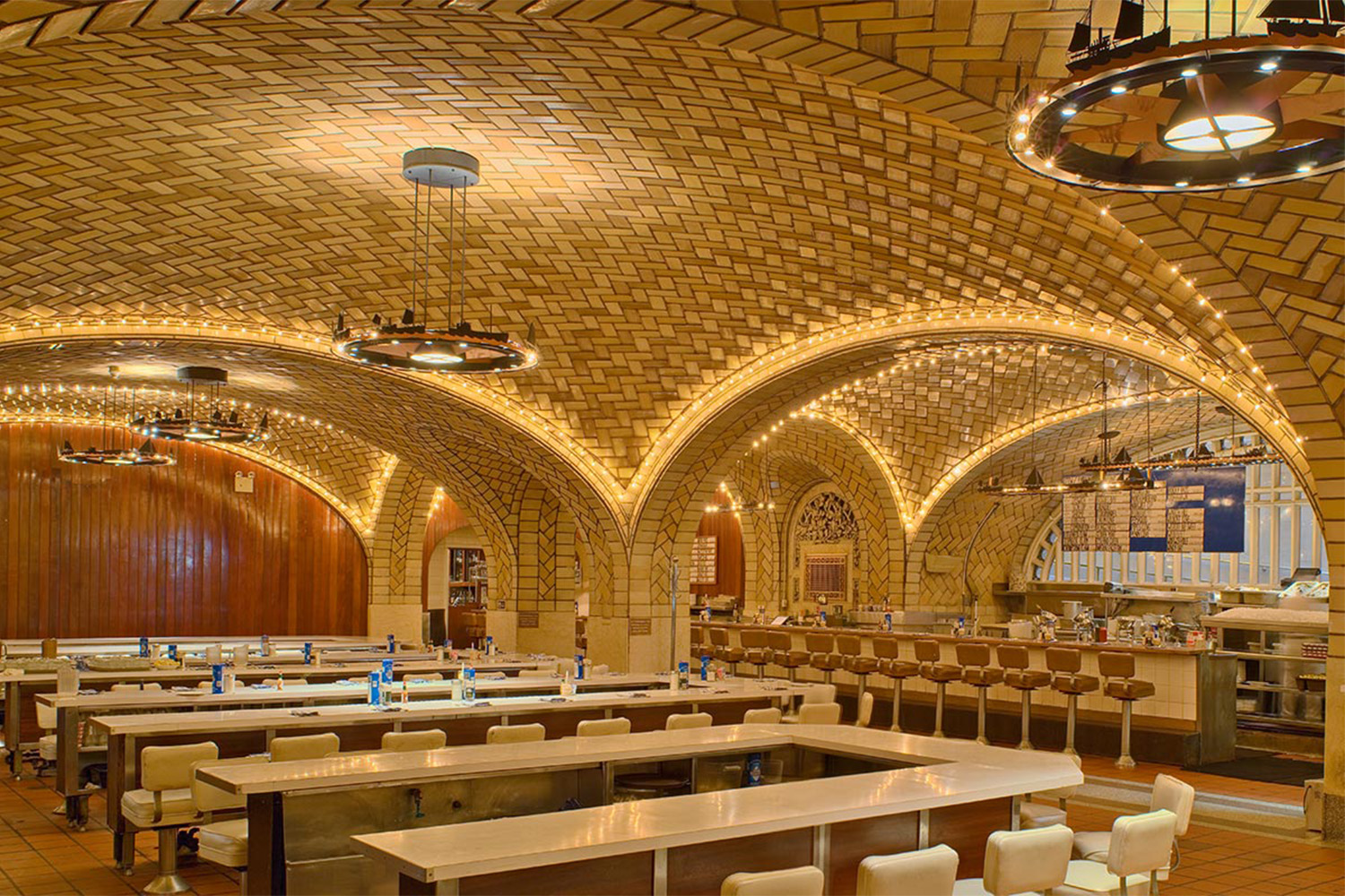 zoomed in view of ceiling at the Grand Central Oyster Bar + Restaurant in New York, NY
