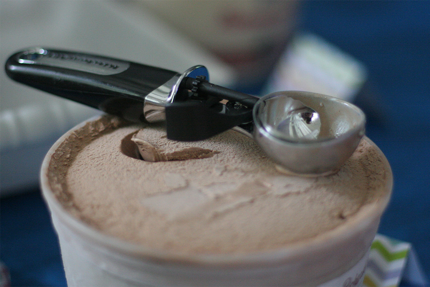 Tub of chocolate ice cream