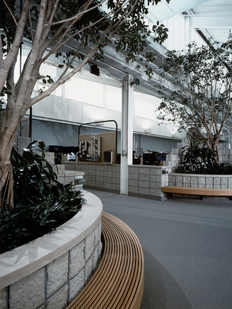 view of first floor at Nova Biomedical Center, with various planters 