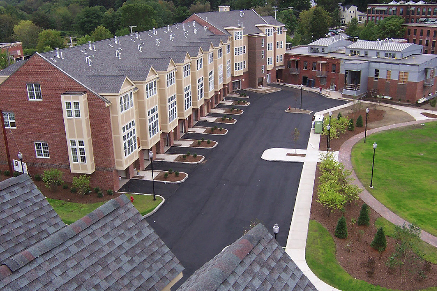 aerial view of Powder Mill Square with driveway 
