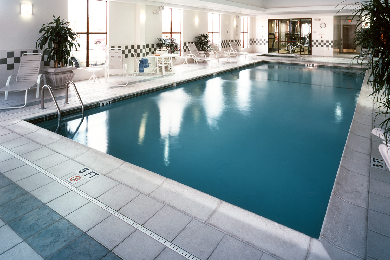 long indoor swimming pool at the DoubleTree hotel 