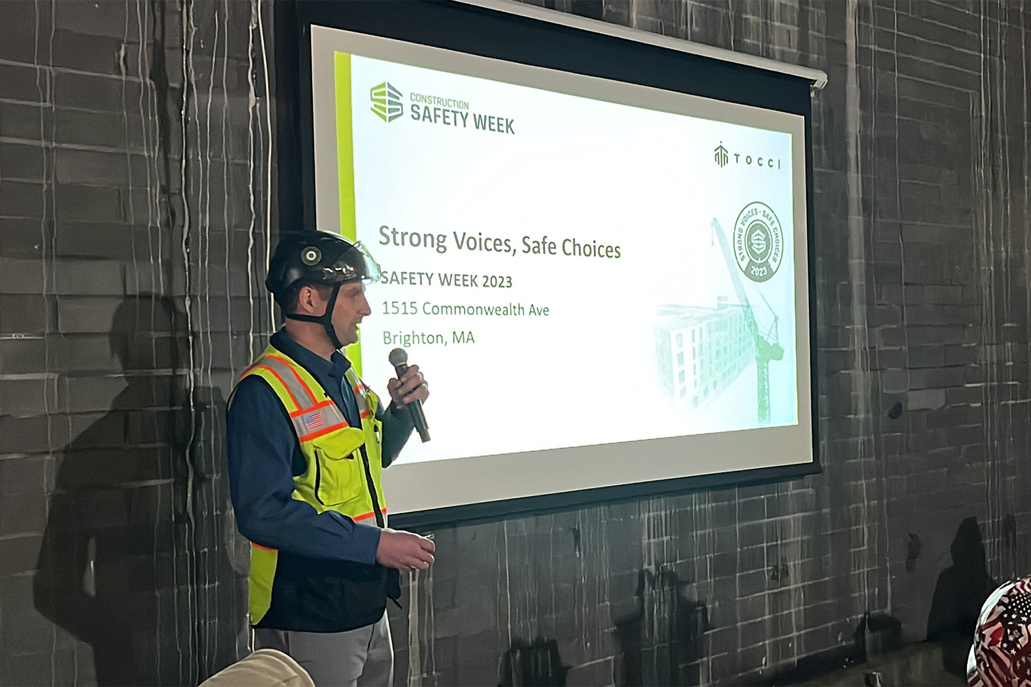 Matt delivering presentation at 1515 Construction Safety Week event 